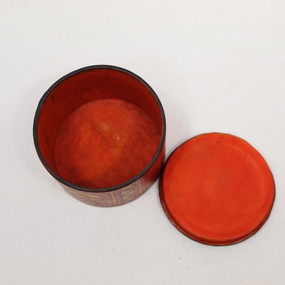 Vintage Native Tribal Round Box lined with Leather - Picture 5 of 6